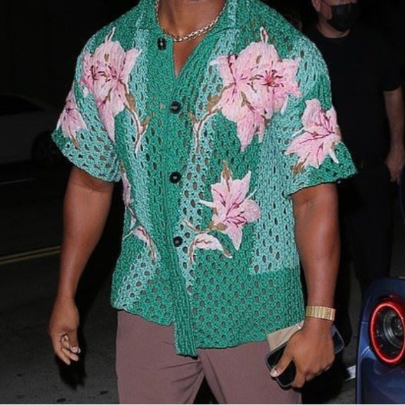 Green Floral Men's Shirt
